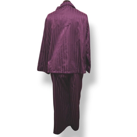 MISS ELAINE Women's 2-Pc. Striped Notched-Collar Pajamas Set Sz XL Cranberry - Picture 7 of 7